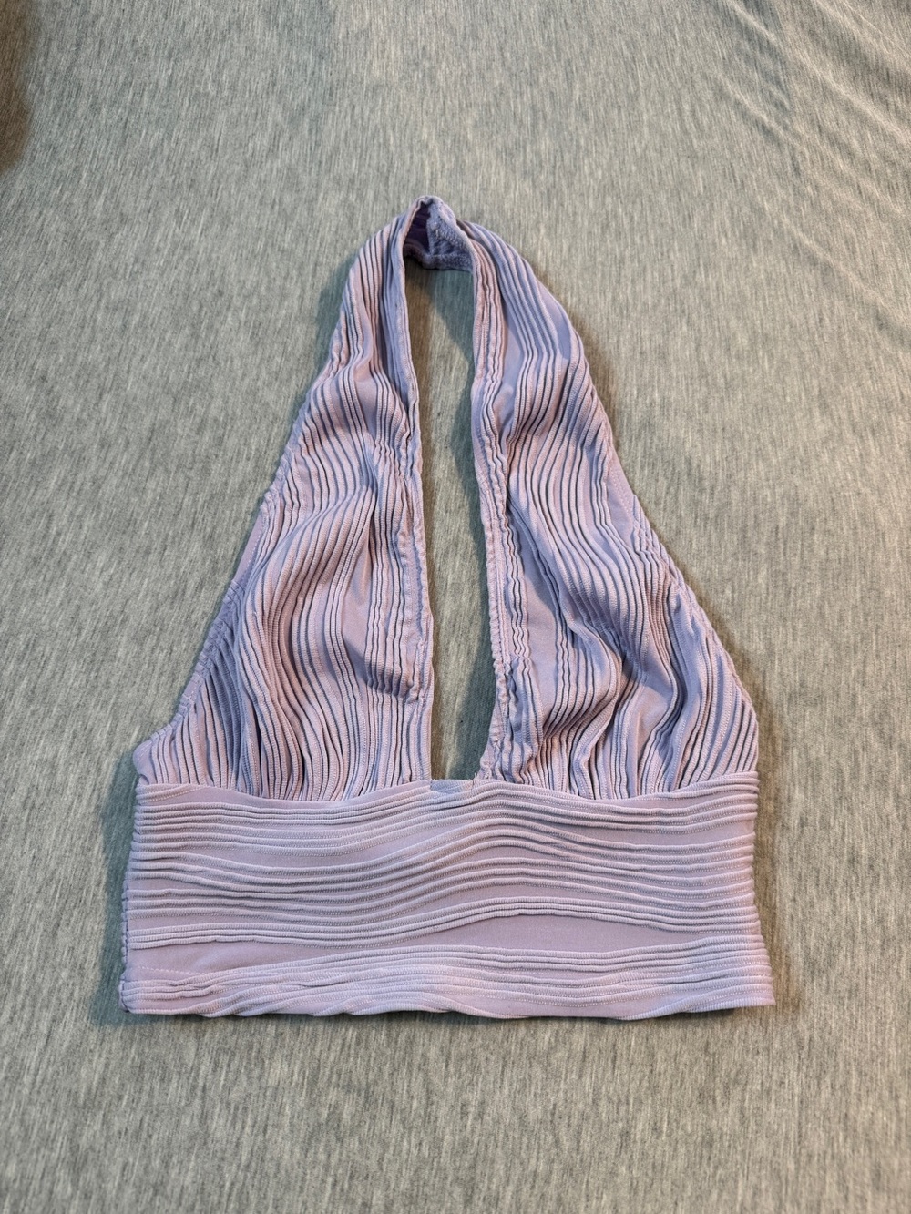 SHEIN Lavender Ribbed Halter Crop Top